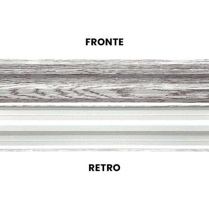 Vista fronte e retro delle doghe per steccato SIMETRICA effetto legno bianco