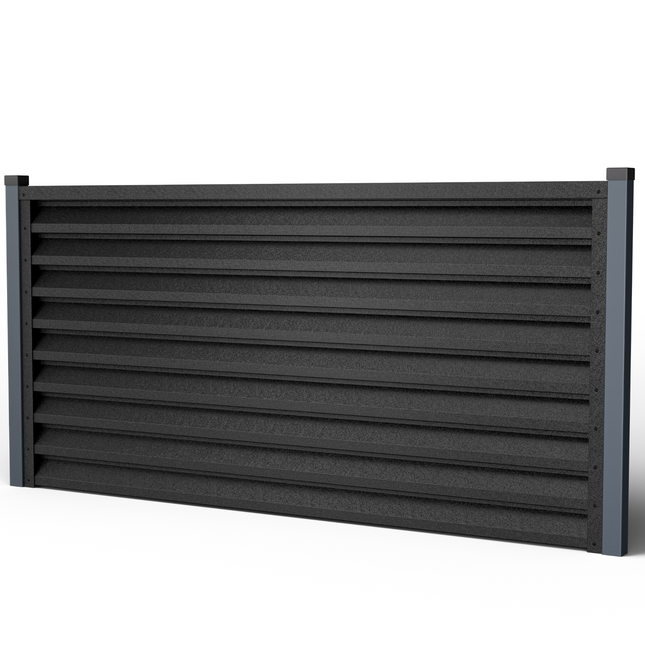 frangivento nero in acciaio zincato su due piloni