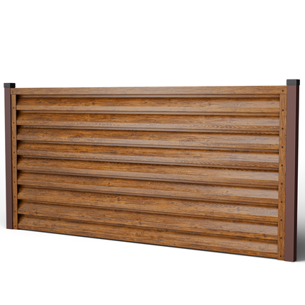 Recinzione Modulare | Frangivista ATLAS | Noce Striato | Effetto Legno | IN ACCIAIO ZINCATO