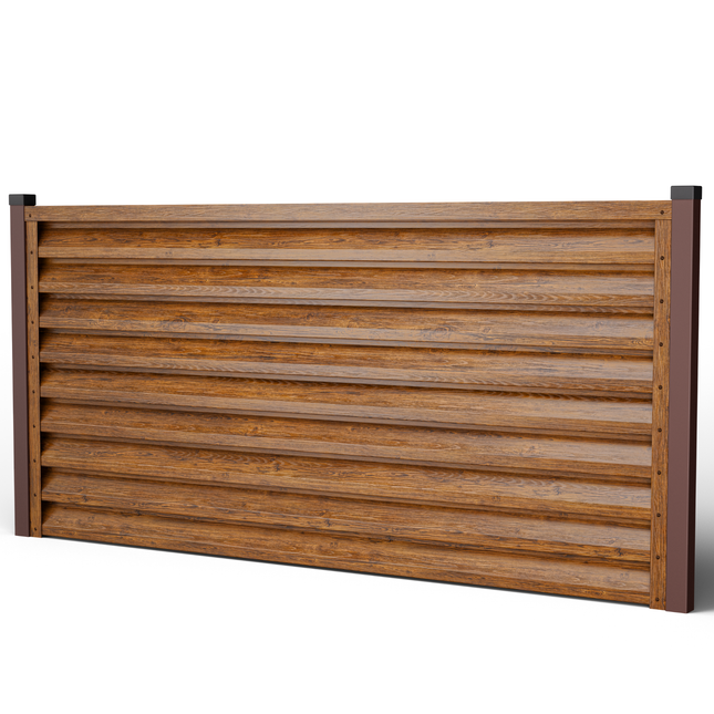 Recinzione Modulare | Frangivista ATLAS | Noce Striato | Effetto Legno | IN ACCIAIO ZINCATO