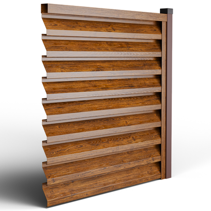 Recinzione Modulare | Frangivista ATLAS | Noce Striato | Effetto Legno | IN ACCIAIO ZINCATO