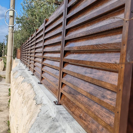 Recinzione Modulare | Frangivista ATLAS | Noce Striato | Effetto Legno | IN ACCIAIO ZINCATO