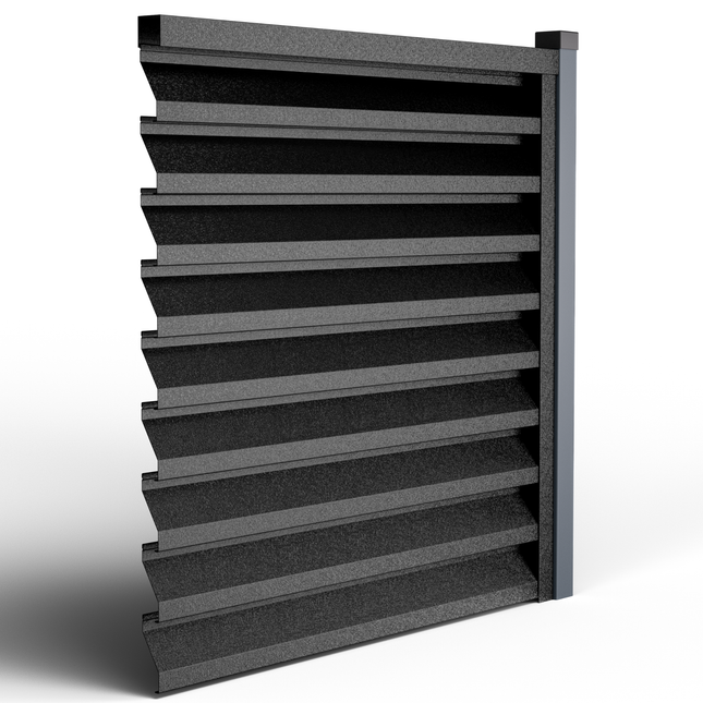 sezione frangivista colore nero in acciaio zincato ancorato su pilone