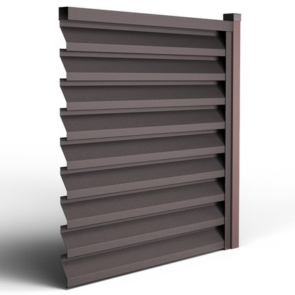 sezione esterna pannelli frangivista marrone scuro ancorato su pilone