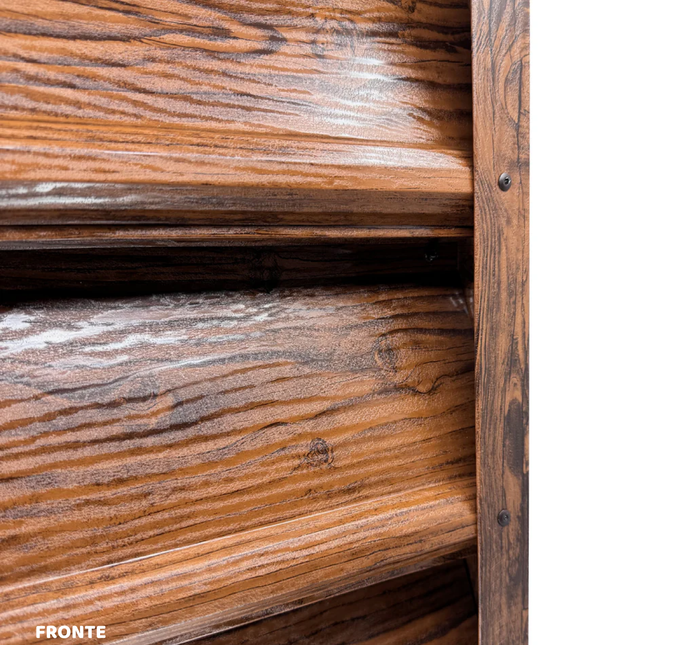 dettaglio frontale pannello frangivista colore effetto legno scuro
