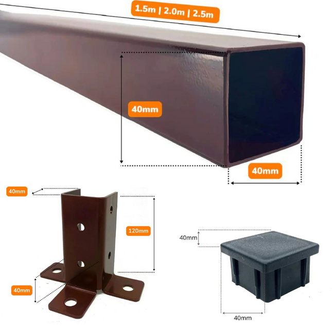 montante tubolare con supporto e tappo per installazione come piantone da esterno per giardino