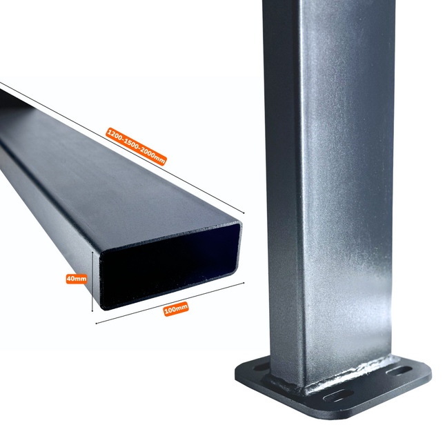 Pilastro con base saldata | Grigio | IN ACCIAIO ZINCATO