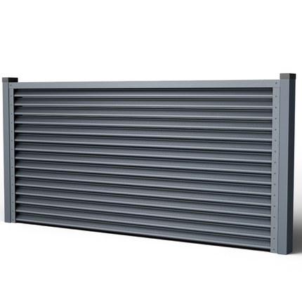 pannello frangivista in acciaio zincato installato su due piloni