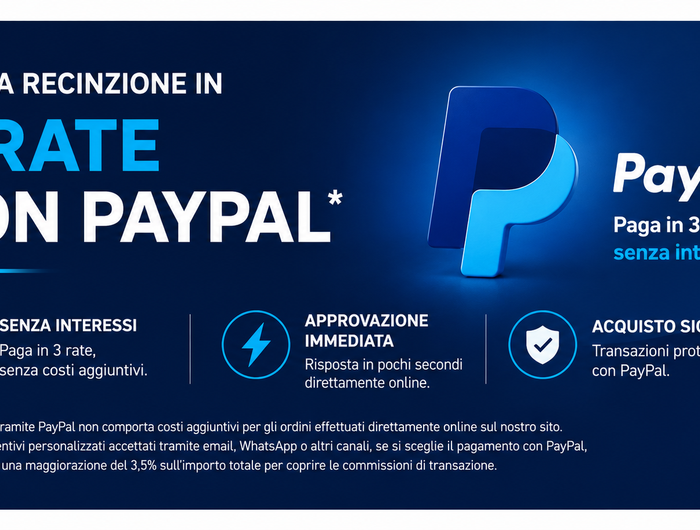 pagamento sicuro a rate con PayPal per la recinzione da giardino