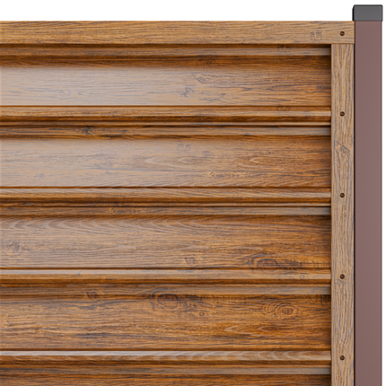 dettaglio installazione pannello frangivista colore effetto legno scuro