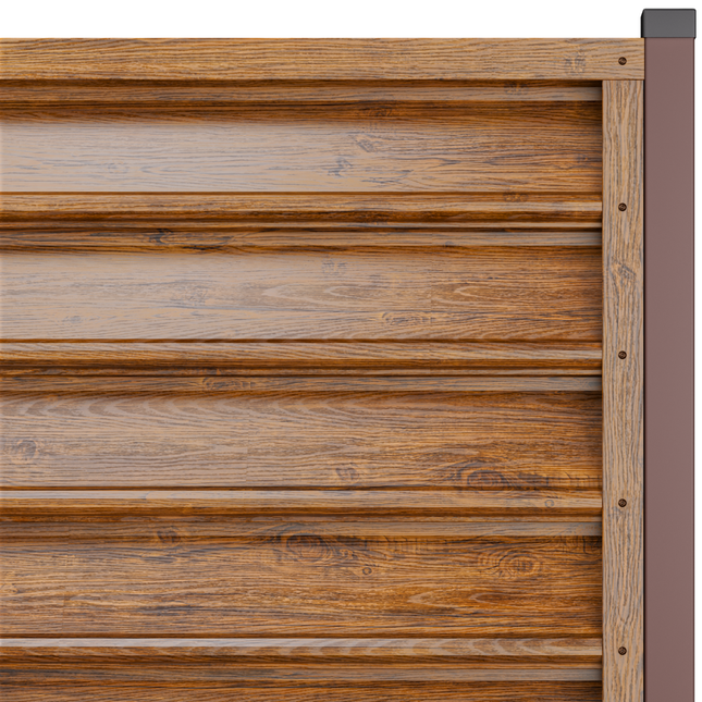 dettaglio installazione pannello frangivista colore effetto legno scuro