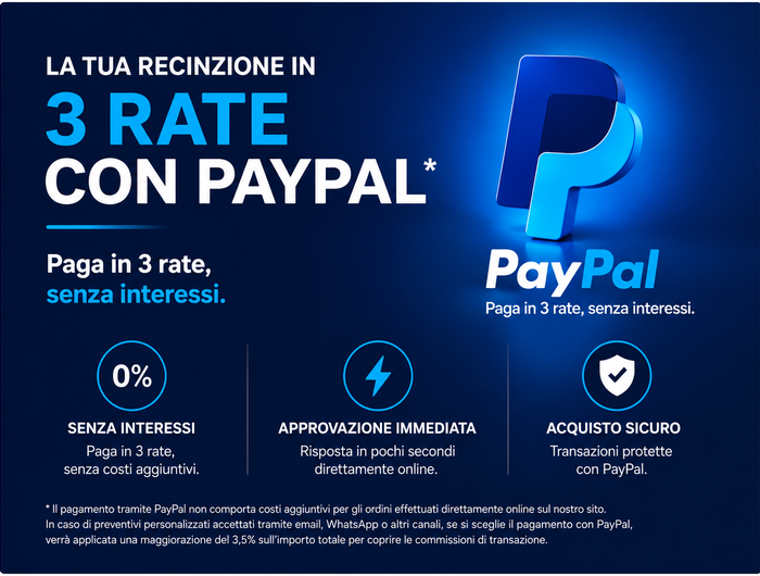 pagamento sicuro con PayPal recinzione per giardino 