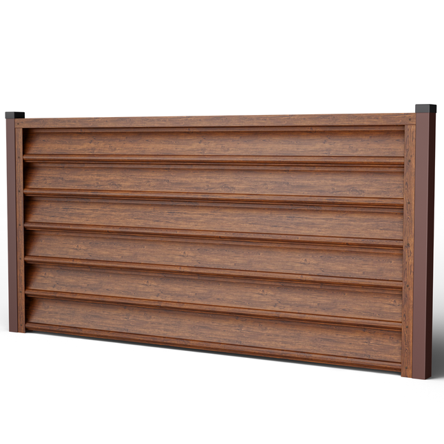 Recinzione Modulare | Frangivista GAMMA| MOGANO | Mat | Pattern Legno | IN ACCIAIO ZINCATO