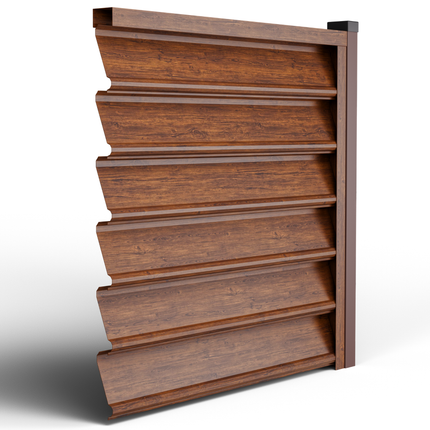 Recinzione Modulare | Frangivista GAMMA| MOGANO | Mat | Pattern Legno | IN ACCIAIO ZINCATO
