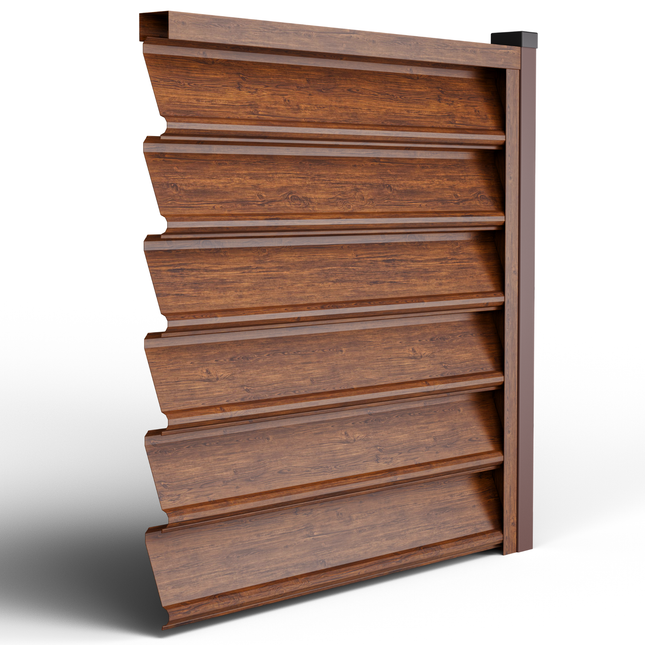 Recinzione Modulare | Frangivista GAMMA| MOGANO | Mat | Pattern Legno | IN ACCIAIO ZINCATO