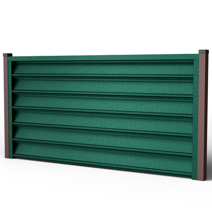 dettaglio pannello retro frangivista colore verde in acciaio zincato installato con piloni