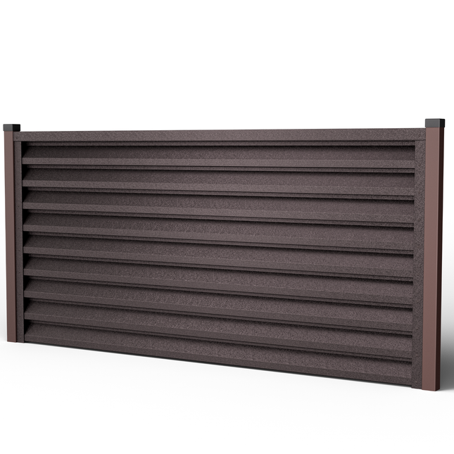 dettaglio pannello frangivista per giardino installato su due piloni agli estremi