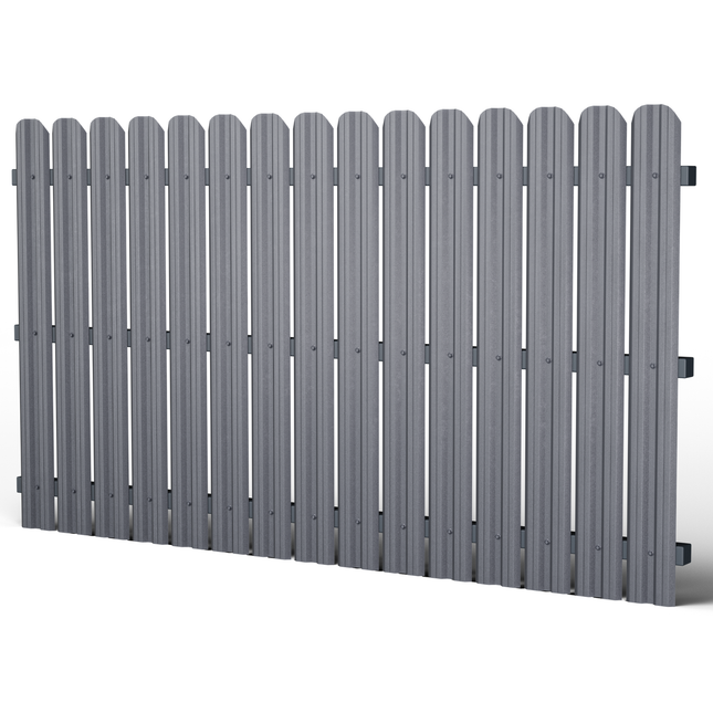 dettaglio doghe per recinzione verticali da giardino ed esterno in acciaio zincato colore grigio grafite
