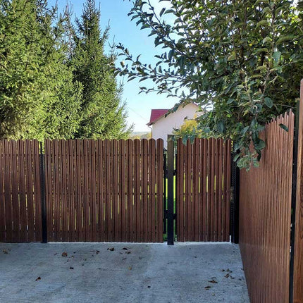 Recinzione Modulare | Steccato TISA | Noce Striato | Effetto Legno | IN ACCIAIO ZINCATO