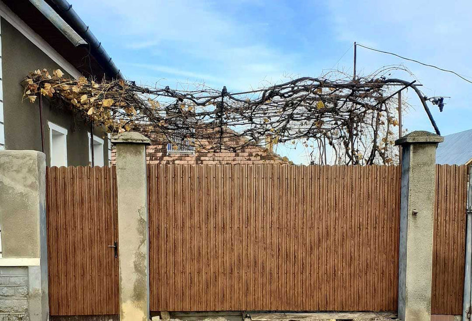 Recinzione Modulare | Steccato TISA | Noce Striato | Effetto Legno Doppio | IN ACCIAIO ZINCATO