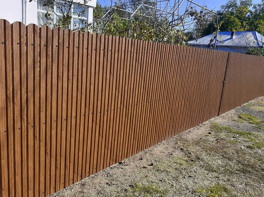 Recinzione Modulare | Steccato TISA | Noce Striato | Effetto Legno Doppio | IN ACCIAIO ZINCATO