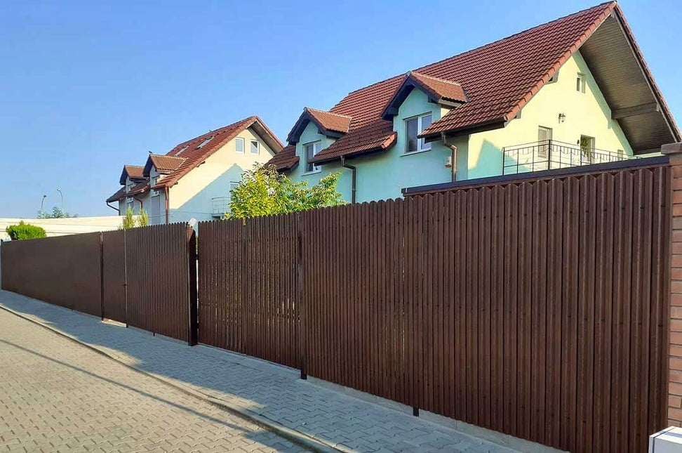 Recinzione Modulare | Steccato TISA | Mogano | Effetto Legno Doppio | IN ACCIAIO ZINCATO