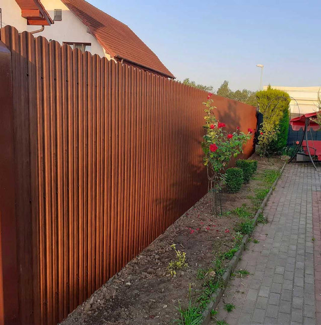 Recinzione Modulare | Steccato TISA | Mogano | Effetto Legno Doppio | IN ACCIAIO ZINCATO