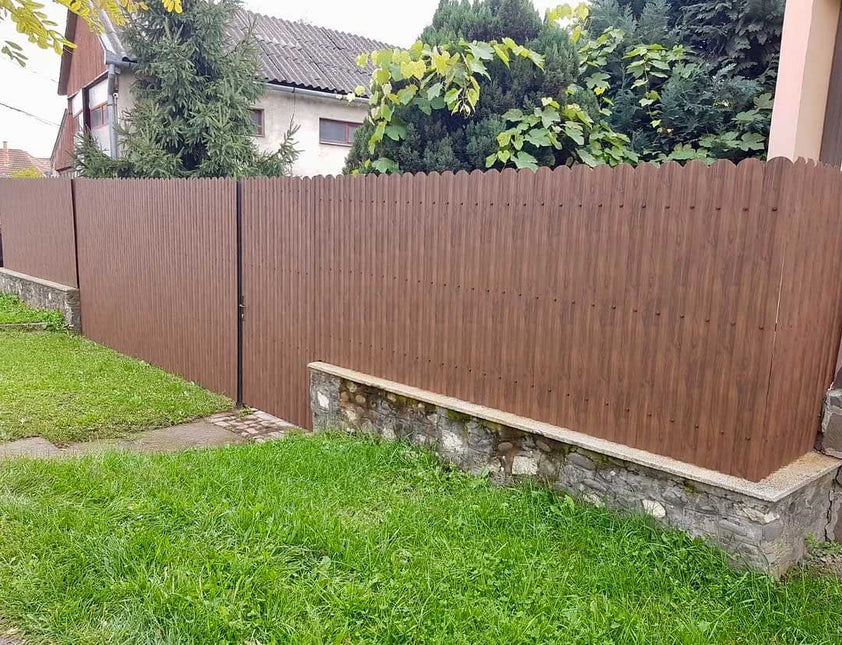 Recinzione Modulare | Steccato TISA | Mogano | Effetto Legno Doppio | IN ACCIAIO ZINCATO