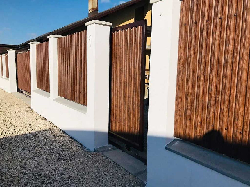 Recinzione Modulare | Steccato TISA | Mogano | Effetto Legno Doppio | IN ACCIAIO ZINCATO