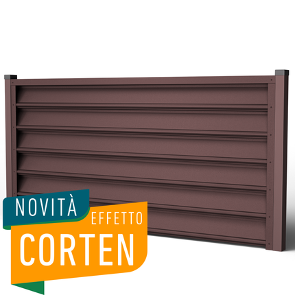 pannello recinto modulare colore corten per esterno in acciaio zincato
