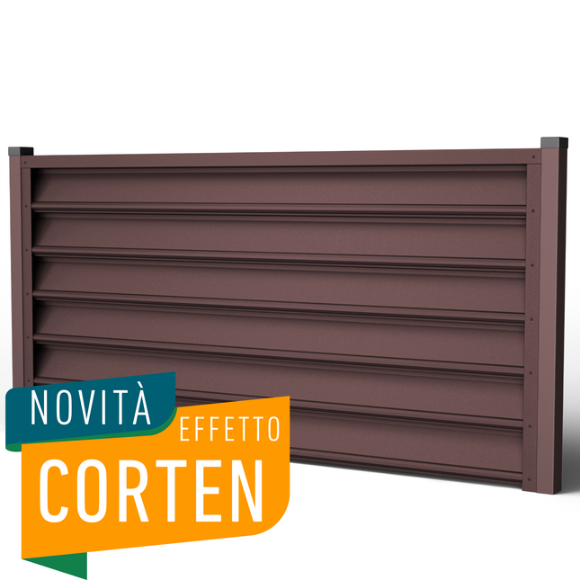 pannello recinto modulare colore corten per esterno in acciaio zincato